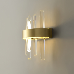 Modern Minimalist Gold LED Wall Scoces Wall Light with Four Crystal Strips for Dining Room Living Room