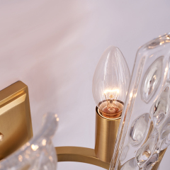 Modern Glam 2 Light Fluted Glass Clear Glass Shade Wall Sconce Copper Wall Lamp for Living Room Hallway Bedroom