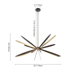 6-Light Mid-century Modern Pendant Lighting Fixture Dragonfly Wings Sputnik Chandelier for Living Room Dining Table