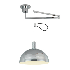 Mid-Century Modern Chrome Dome Pendant Light Adjustable Folding Hanging Light for Kitchen Island and Dining Room