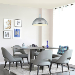 Mid-Century Modern Chrome Dome Pendant Light Adjustable Folding Hanging Light for Kitchen Island and Dining Room