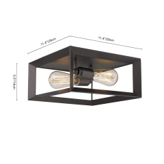 Modern Farmhouse Square Metal Flush Mount Ceiling Light Fixtures in Black/ Gold Finish