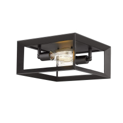 Modern Farmhouse Square Metal Flush Mount Ceiling Light Fixtures in Black/ Gold Finish