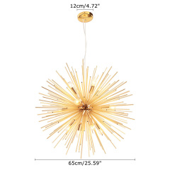 Modern Style 8/12 Light Sunburst Sputnik Chandelier in Gold for Living Room Restaurant