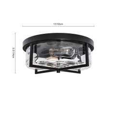 Mid-century Modern Farmhouse Industrial Drum Flush Mount Industrial Seeded Glass Shade Ceiling Light Fixtures
