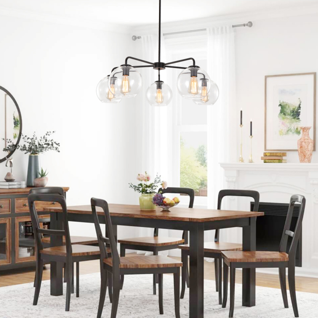 Modern Mid-Century 5-Lights Sputnik Glass Bubble Chandelier for Dining Room/Living Room/Bedroom/Restaurant