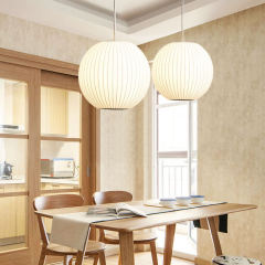 Saucer Bubble Pendant White Single Light Natural Silk Pendant Lamp for Living Room Dining Room Kitchen Bedroom