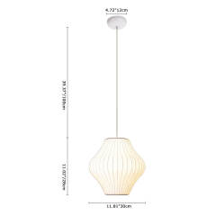 Saucer Bubble Pendant White Single Light Natural Silk Pendant Lamp for Living Room Dining Room Kitchen Bedroom