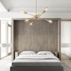 Modern Sputnik Chandelier 6 Lights Gold for Hallway Bar Dining Room