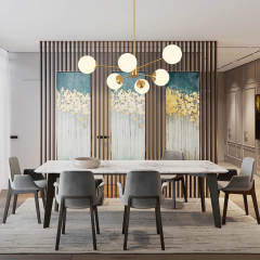 Mid-Century Modern 6/8 Lights Brass Sputnik Chandelier with Glass Spheres for Dining Room Living Room Bedroom