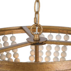 Modern Mid-century Boho Beads Antiqued Brass Chandelier in Bowl Shape for Dining Room/ Living Room/ Bedroom
