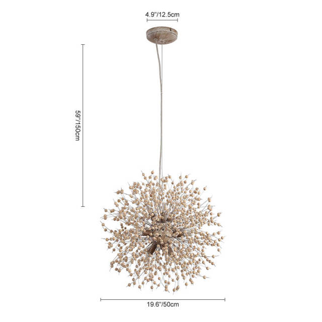 Modern Contemporary 8/9 Light Firework Wood Beads Sputnik Chandelier Pendant Light for Restaurant/ Living Room/ Bedroom