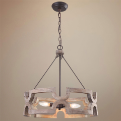 Modern Farmhouse 3/6 Lights Wooden Drum Chandelier for Entryway/Kitchen/Dining Room