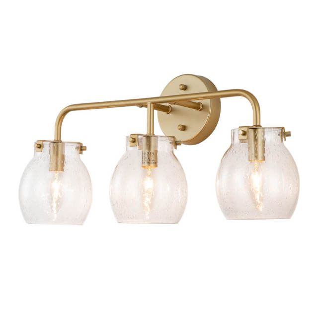Modern Brass Seeded Glass Wall Sconces Wall Lights Over Mirror Bathroom Vanity Light for Entryway/ Living Room/ Bedroom