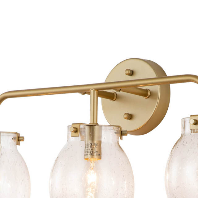 Modern Brass Seeded Glass Wall Sconces Wall Lights Over Mirror Bathroom Vanity Light for Entryway/ Living Room/ Bedroom