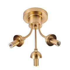 3-Light Modern Gold Sputnik Semi Flush Mount with Clear Glass Globe for Dining Room/ Kitchen/ Living Room