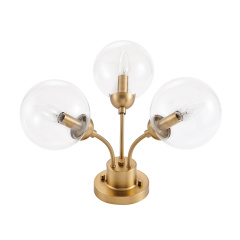 3-Light Modern Gold Sputnik Semi Flush Mount with Clear Glass Globe for Dining Room/ Kitchen/ Living Room