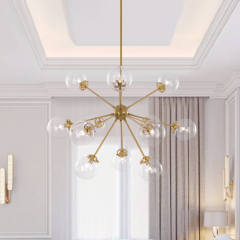 Modern Mid-Century 12- Lights Sputnik Glass Sphere Chandelier for Living Room Bedroom