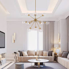 Modern Mid-Century 12- Lights Sputnik Glass Sphere Chandelier for Living Room Bedroom
