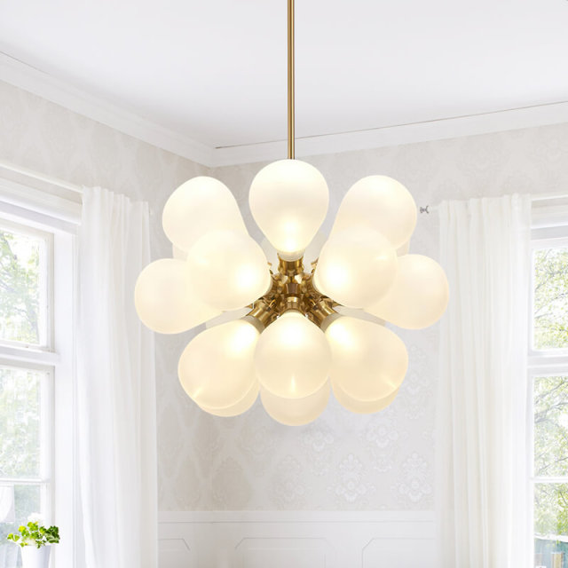 Modern Opal Glass Bubble Cluster Chandelier Decorative Hanging Sputnik Chandelier Pendant Lights for Living Room/ Dining Room/ Bedroom