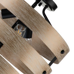 Modern Farmhouse Tiered Faux Wood Drum Flush Mount Ceiling Light for Kitchen Island /Dining Room /Hallway