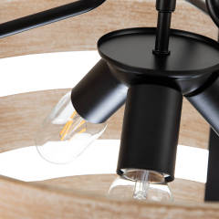 Modern Farmhouse Tiered Faux Wood Drum Flush Mount Ceiling Light for Kitchen Island /Dining Room /Hallway