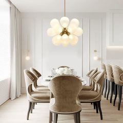 Modern Opal Glass Bubble Cluster White Chandelier Decorative Hanging Sputnik Pendant Lights for Living Room/ Dining Room/ Bedroom
