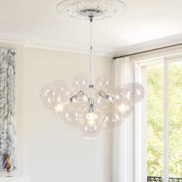 Modern Contemporary Cluster Bubble Glass Chandelier for Dining Room Living Room Restaurant in Chrome Finish