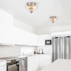 Modern Contemporary Hammer Glass Shade 2-Light Flush Mount Ceiling Light in Chrome Finish for Bedroom/ Hallway