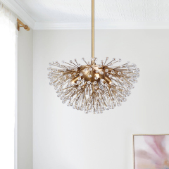 3-Light Modern Brass Sputnik Beads Chandelier Firework Hanging Light for Living Room/Dining Room/ Lobby/ Restaurant