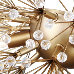 3-Light Modern Brass Sputnik Beads Chandelier Firework Hanging Light for Living Room/Dining Room/ Lobby/ Restaurant