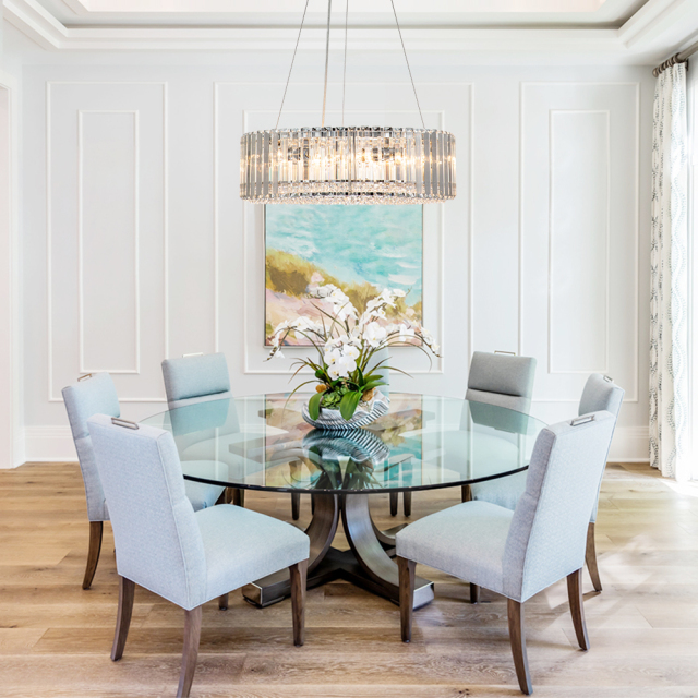 6-Light Modern Glam Sparkle Crystal Strips Chandelier in Polished Chrome Finish for Living Room/Dining Room/ Bedroom/ Restaurant