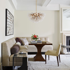 3-Light Modern Brass Sputnik Beads Chandelier Firework Hanging Light for Living Room/Dining Room/ Lobby/ Restaurant