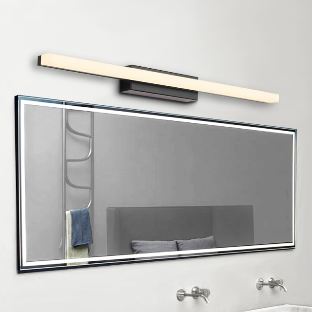 Minimalist Modern LED Bath Light Ultra-thin Vanity Bathroom Light Bar Wall Sconce Wall Light Over Mirror, Brushed Black/White