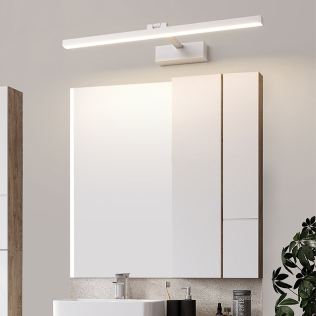 LED Bath Light Minimalist Modern Ultra-thin Vanity Bathroom Light Bar Wall Sconce Wall Light Over Mirror, Brushed Black/ White