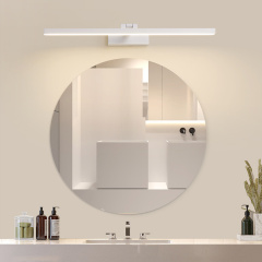 Bathroom Vanity Light Minimalist Modern Ultra-thin LED Vanity Bathroom Light Bar Wall Sconce Wall Light Over Medicine Cabinet, Brushed Black/ White