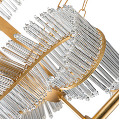 4-Light Glam Modern Candle Style Crystal Leaf Chandelier in Brass Finish for Living Room/Dining Room/ Bedroom/ Restaurant