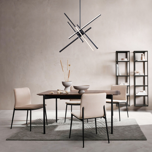 Modern LED Sputnik Cross Arms Chandelier in Matt Black/ Aged Brass Finish for Dining Room//Living Room/Bedroom