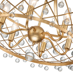 6-Light Modern Sparkle Crystal Glass Ball Chandelier in Brass Finish for Living Room/Dining Room/ Bedroom/ Restaurant