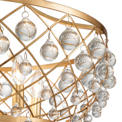 6-Light Modern Sparkle Crystal Glass Ball Chandelier in Brass Finish for Living Room/Dining Room/ Bedroom/ Restaurant