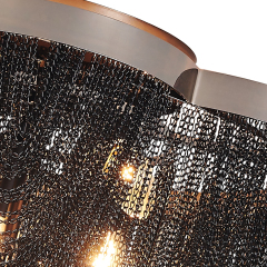 5-Light Modern Glam Tassel Flush Mount Ceiling Light in Black/ Chrome Design Melissa Gorga Chandelier Ceiling Light for Kitchen Island / Living Room/Hallway
