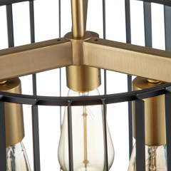3-Light Modern Farmhouse Vintage Sector Cage Flush Mount Ceiling Light in Matte Black Design for Kitchen Island / BedRoom /Hallway
