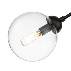 3-Light Mid-Century Gold Sputnik Semi Flush Mount with Clear Glass Globe for Bedroom/ Kitchen/ Living Room