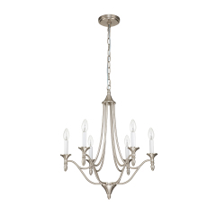 6-Light Mid-century Modern Farmhouse Candle Style Traditional Empire Chandelier Finish for Living Room/ Dining Room