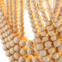 Modern Coastal Wood Beaded Flush Mount Ceiling Light in a Rope Knot Design for Entryway, Bedroom, Kitchen, Living Room