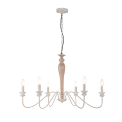 6-Light Modern Mid-century Candle Style Empire Sputnik Chandelier in Antique White Finish for Living Room/ Dining Room