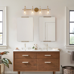 Modern Brass Cylinder Glass Shade Wall Sconces Wall Lights Over Mirror Bathroom Vanity Light for Entryway/ Living Room/ Bedroom