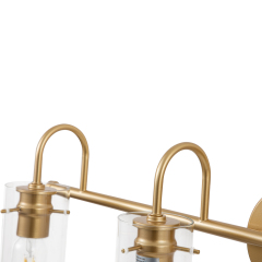 Modern Brass Cylinder Glass Shade Wall Sconces Wall Lights Over Mirror Bathroom Vanity Light for Entryway/ Living Room/ Bedroom