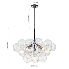 Modern Contemporary Cluster Bubble Glass Chandelier for Dining Room Living Room Restaurant in Black / Chrome Finish