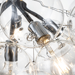Modern Contemporary Cluster Bubble Glass Chandelier for Dining Room Living Room Restaurant in Black / Chrome Finish